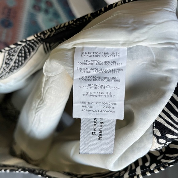 J. Crew Women’s Linen Blend Skirt in black & white floral boho style, size 2• - Picture 6 of 8